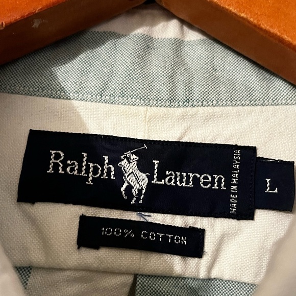 Vtg Polo Ralph Lauren Big Block Striped Cotton Long Sleeve Button Up Sz L Men - Picture 6 of 7